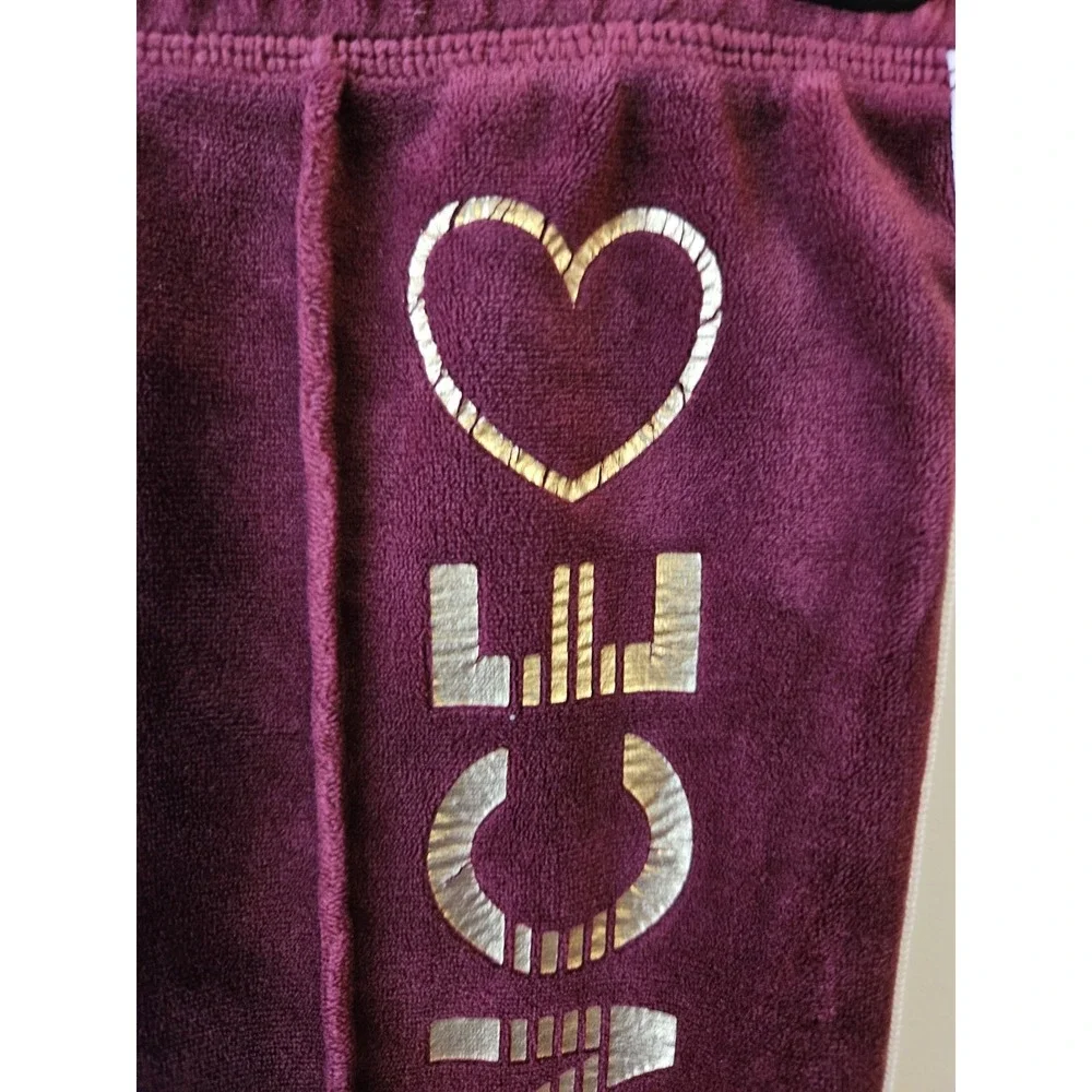 Justice Active Girls‎ Dance Velour Outfit Set Hoodie Joggers Burgundy Gold Sz 10